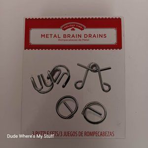 HOLIDAY TIME METAL BRAIN DRAINS PUZZLES - 3 DIFFERENT METAL PUZZLES - NEW